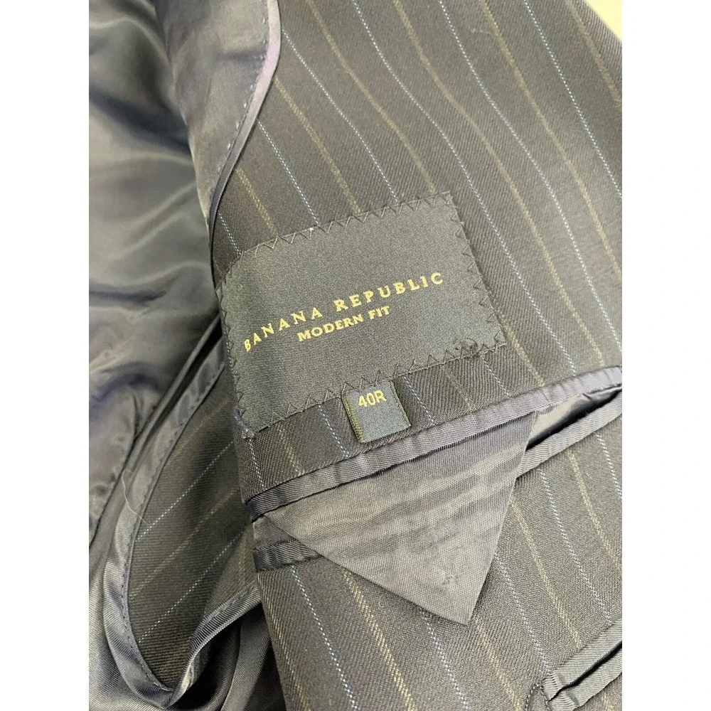 Banana Republic Mens Blazer 40R‎ Blue Striped Easter Wool Wedding Modern Fit